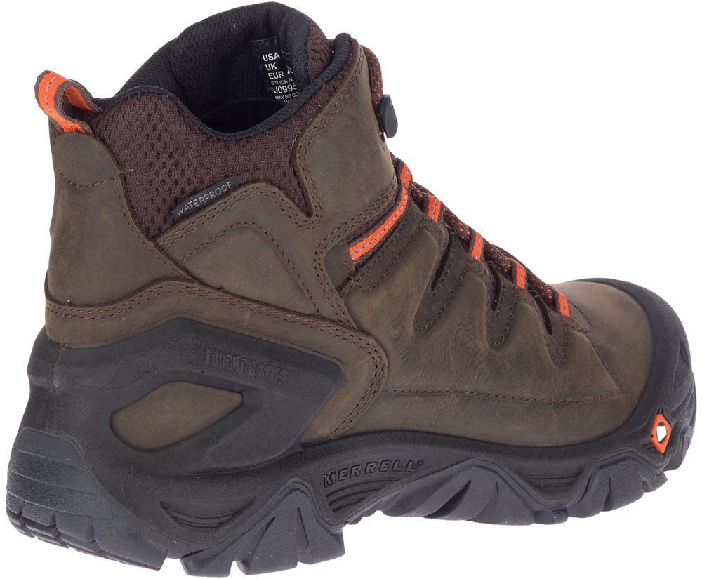 Merrell Hiking Boots Brown - Strongfield Leather 6\" Waterproof Slip-Resistant - Mens 91QGVPWXN